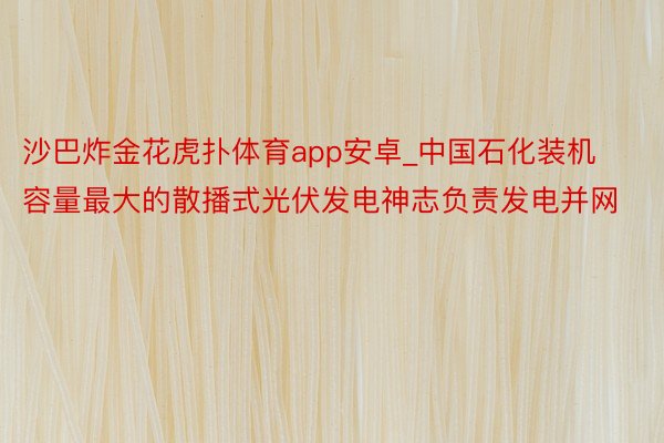 沙巴炸金花虎扑体育app安卓_中国石化装机容量最大的散播式光伏发电神志负责发电并网