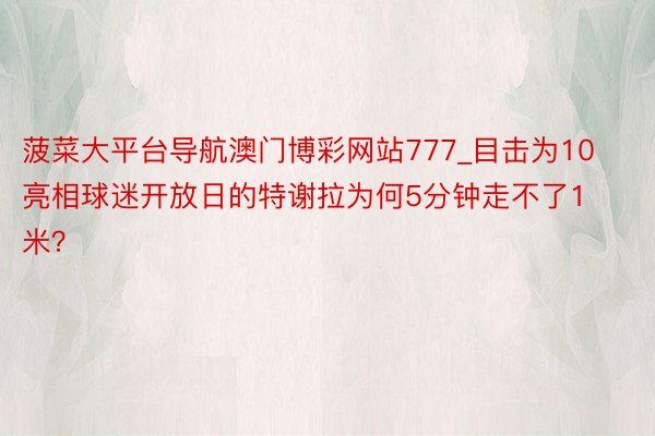 菠菜大平台导航澳门博彩网站777_目击为10 亮相球迷开放日的特谢拉为何5分钟走不了1米？